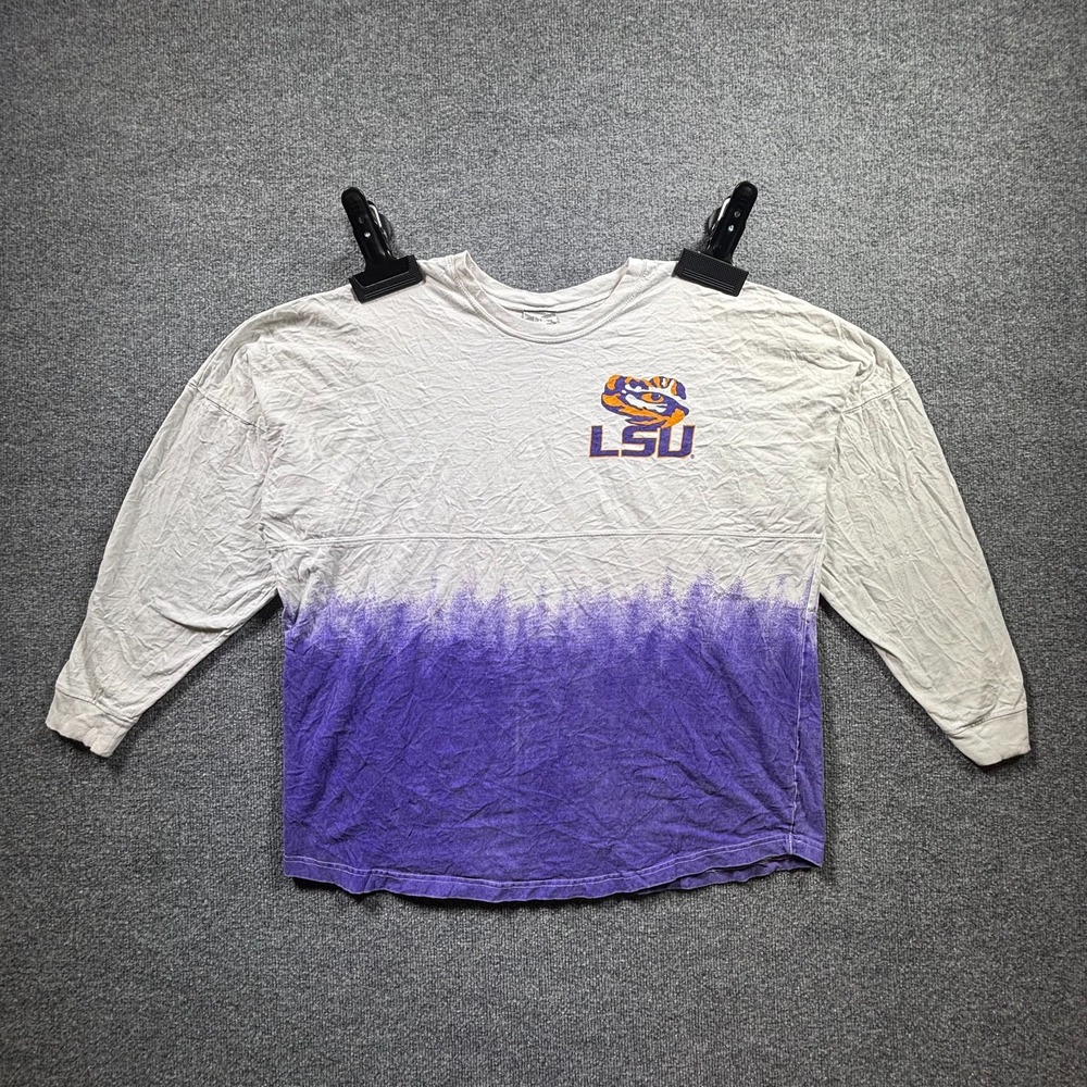 Knights Apparel LSU Tigers T-Shirt Girls XL 16-18 White Purple Dip Dye Jersey